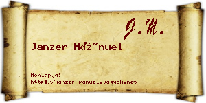 Janzer Mánuel névjegykártya